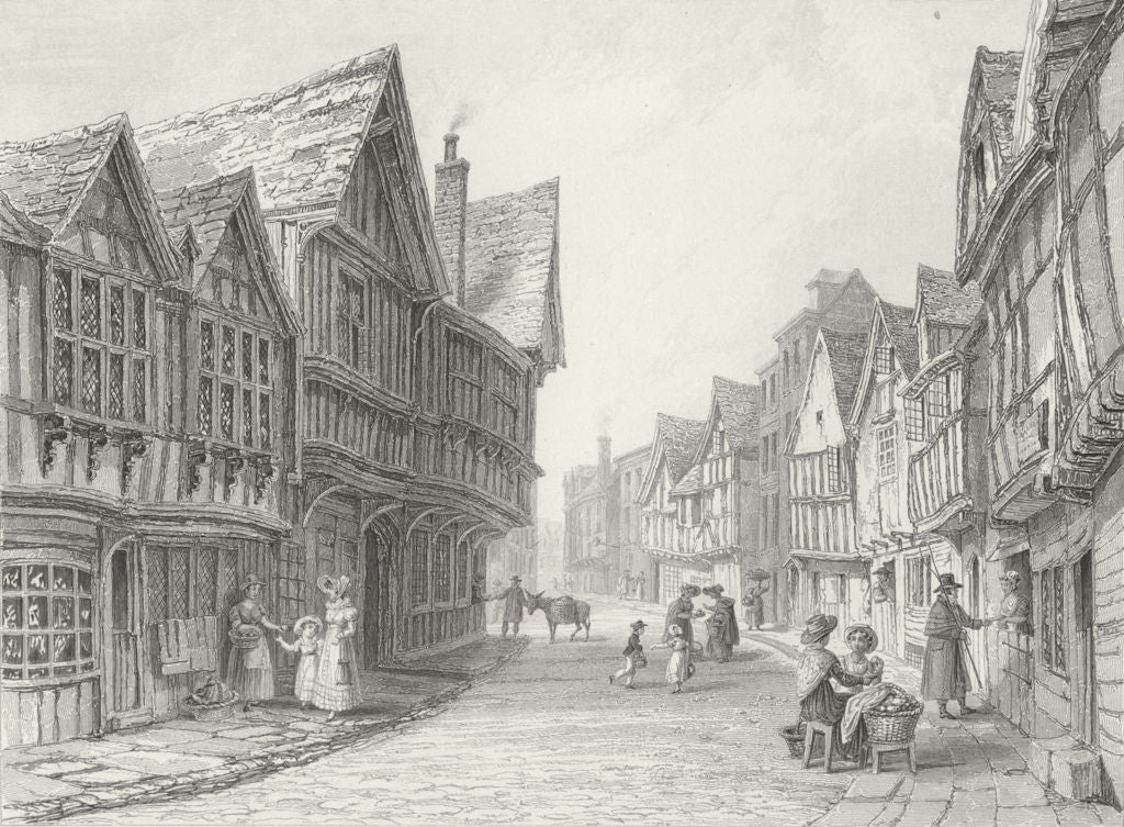 WORCS. Friars St-Worcester. Bartlett Britton Friar 1836 old antique print